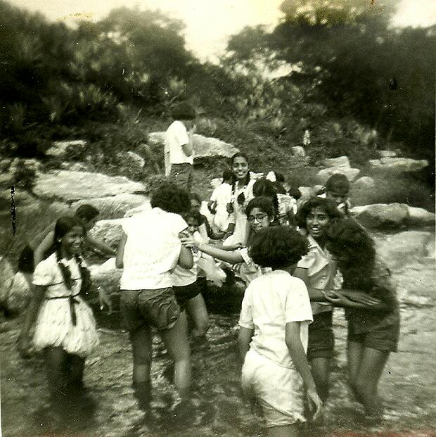 Enjoying the river at the picnic on Roerich's Farm 1964
