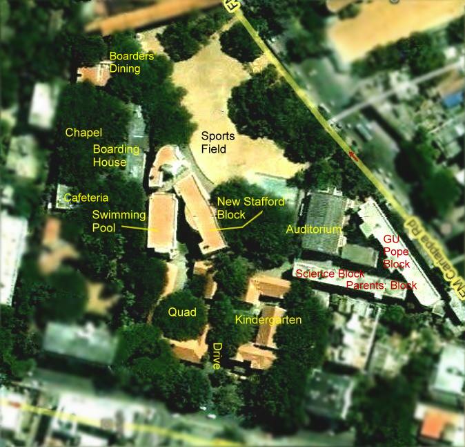 areal map of Bishop Cotton Girls' School, Bangalore, India